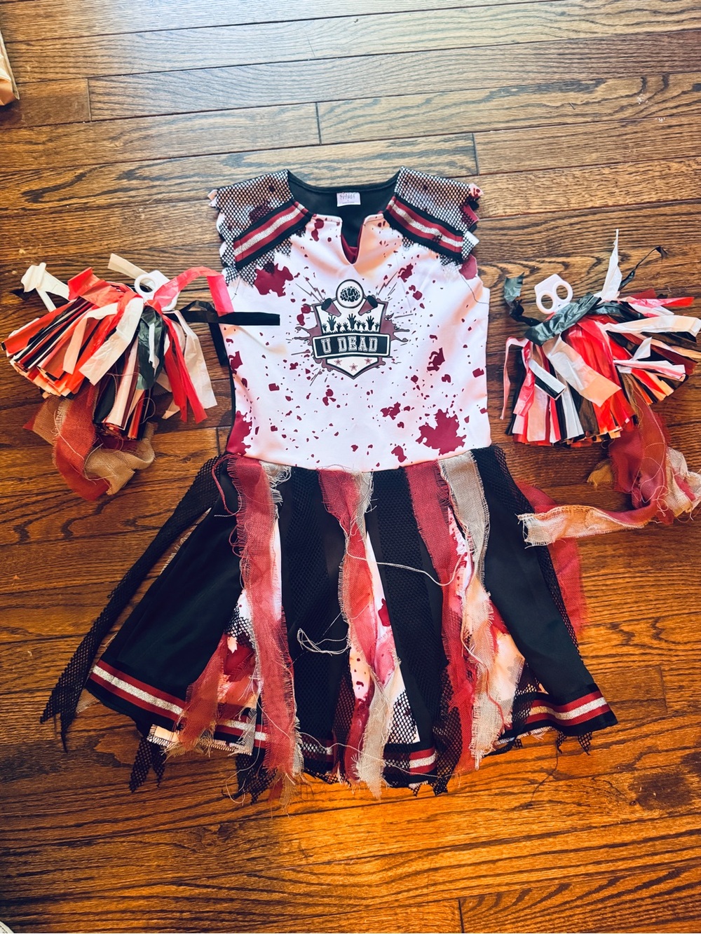 Spirit Girls Red, Black & White Zombie Cheerleader Costume